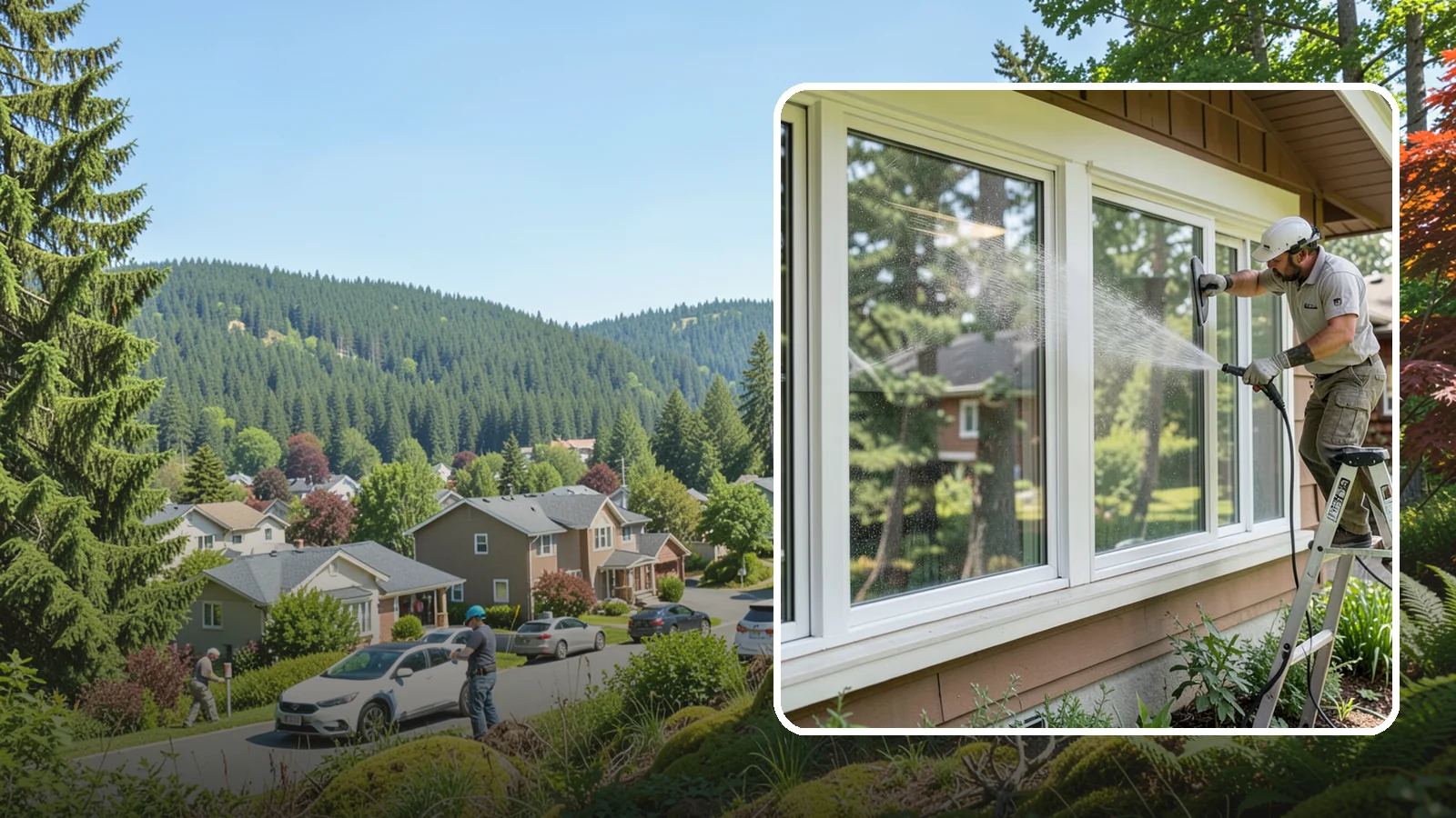 Picture Window Cleaning in Index, Snohomish County, WA - Cleaning of large picture windows so the wide, unobstructed view stays crystal clear year-round.