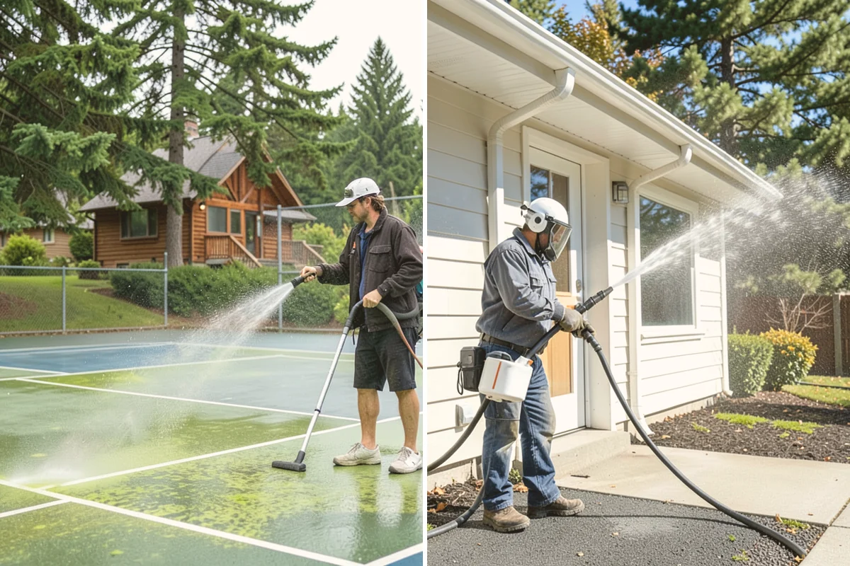 Picture Window Cleaning in Kent, King County, WA - Rinse the large pane to remove loose grime