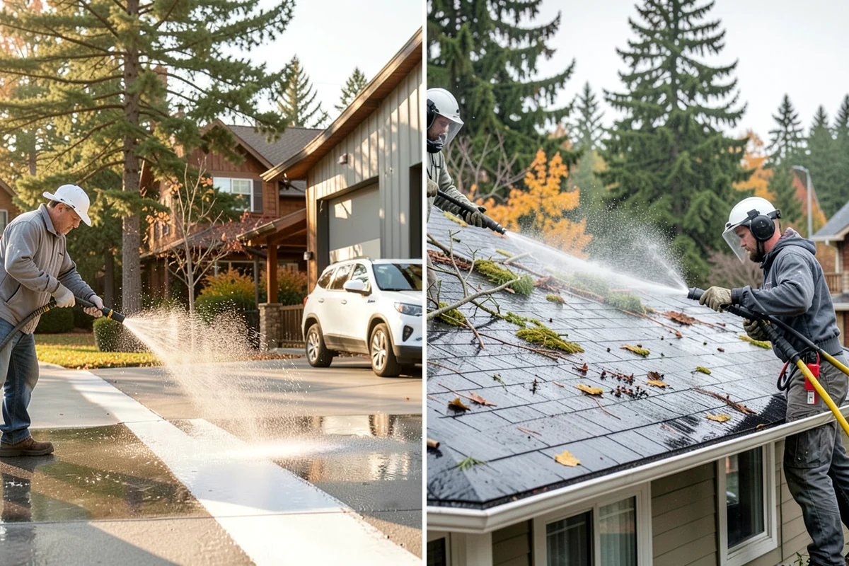 Picture Window Cleaning in Lake Forest Park, King County, WA - Rinse the large pane to remove loose grime