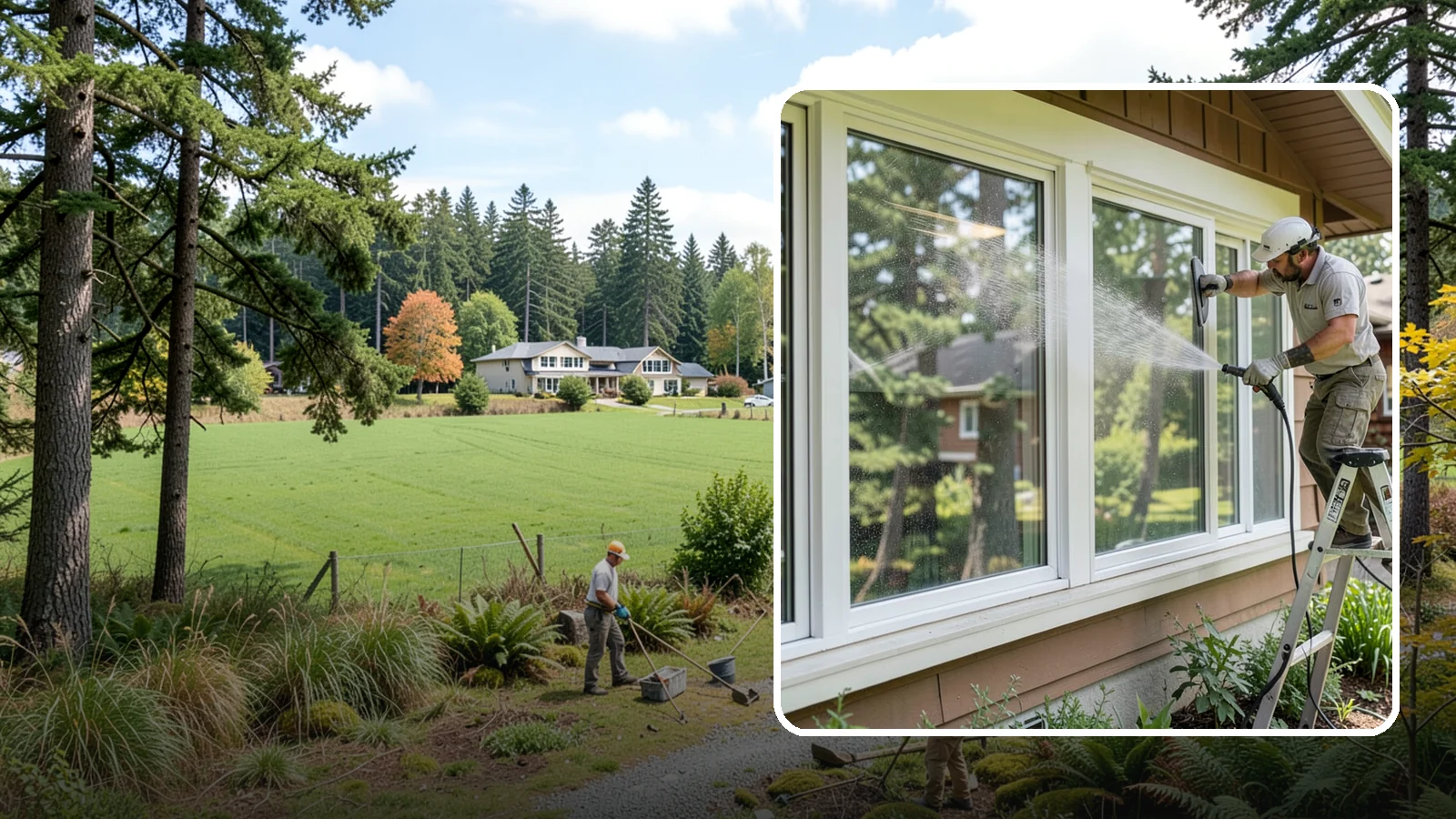 Picture Window Cleaning in Lyman, Skagit County, WA - Cleaning of large picture windows so the wide, unobstructed view stays crystal clear year-round.