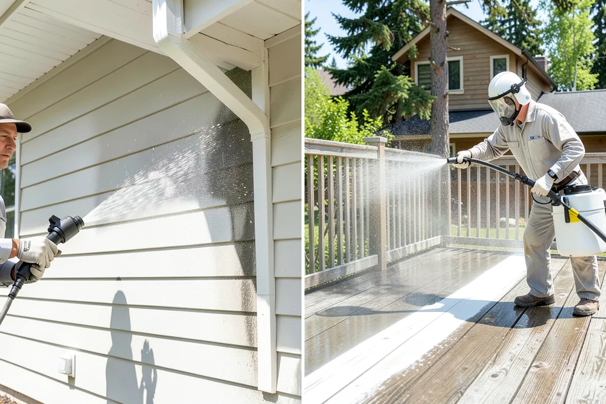 Picture Window Cleaning in Lyman, Skagit County, WA - Rinse the large pane to remove loose grime