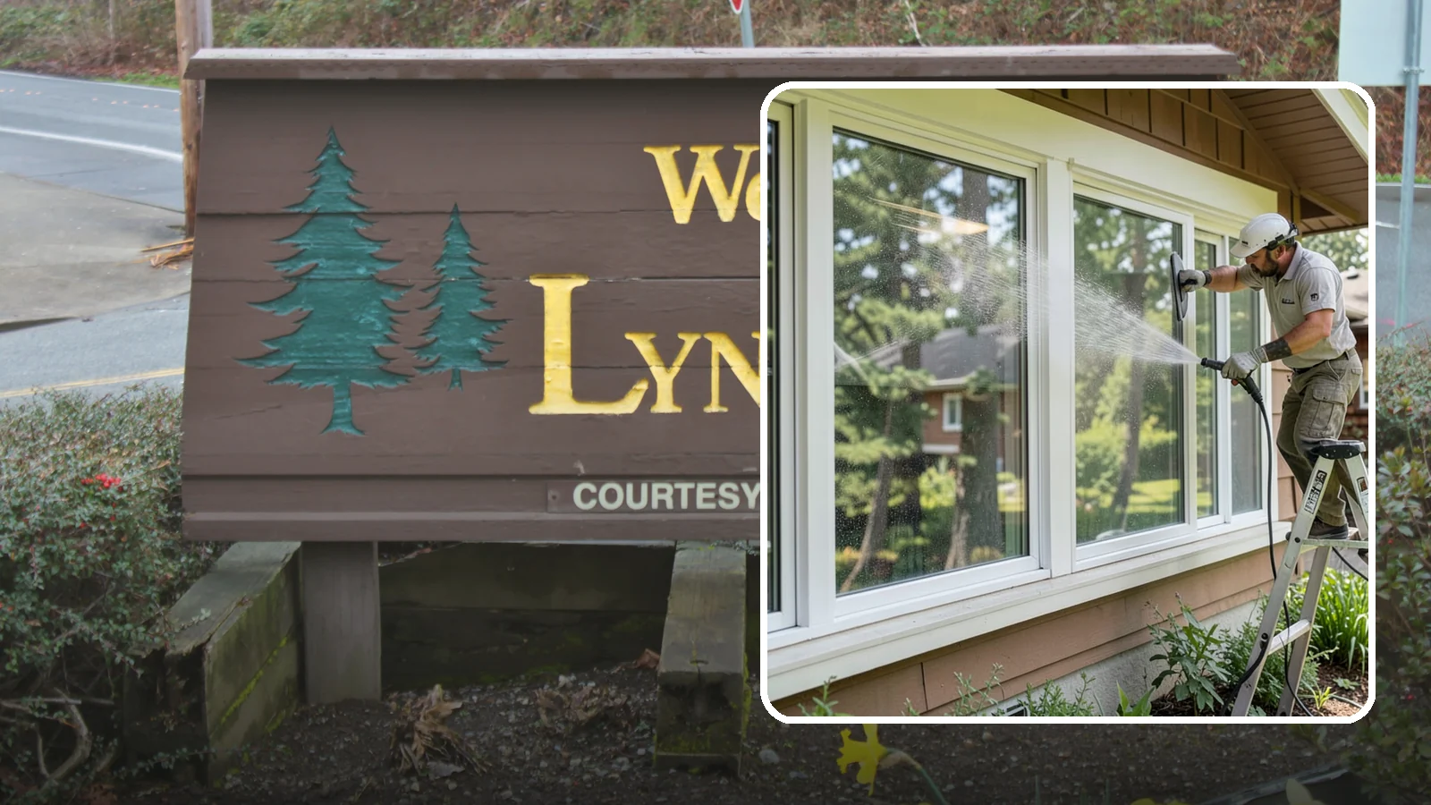 Picture Window Cleaning in Lynnwood, Snohomish County, WA - Cleaning of large picture windows so the wide, unobstructed view stays crystal clear year-round.