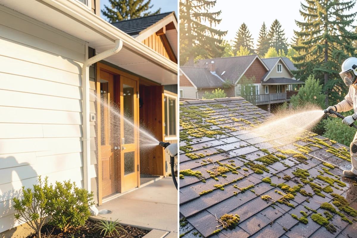 Picture Window Cleaning in Marysville, Snohomish County, WA - Rinse the large pane to remove loose grime