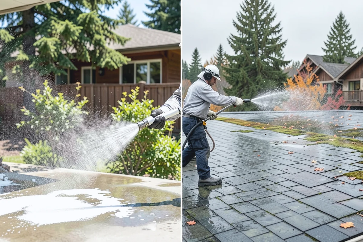 Picture Window Cleaning in Medina, King County, WA - Rinse the large pane to remove loose grime