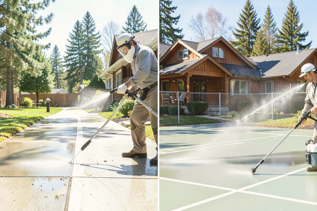 Picture Window Cleaning in Milton, King County, WA - Rinse the large pane to remove loose grime