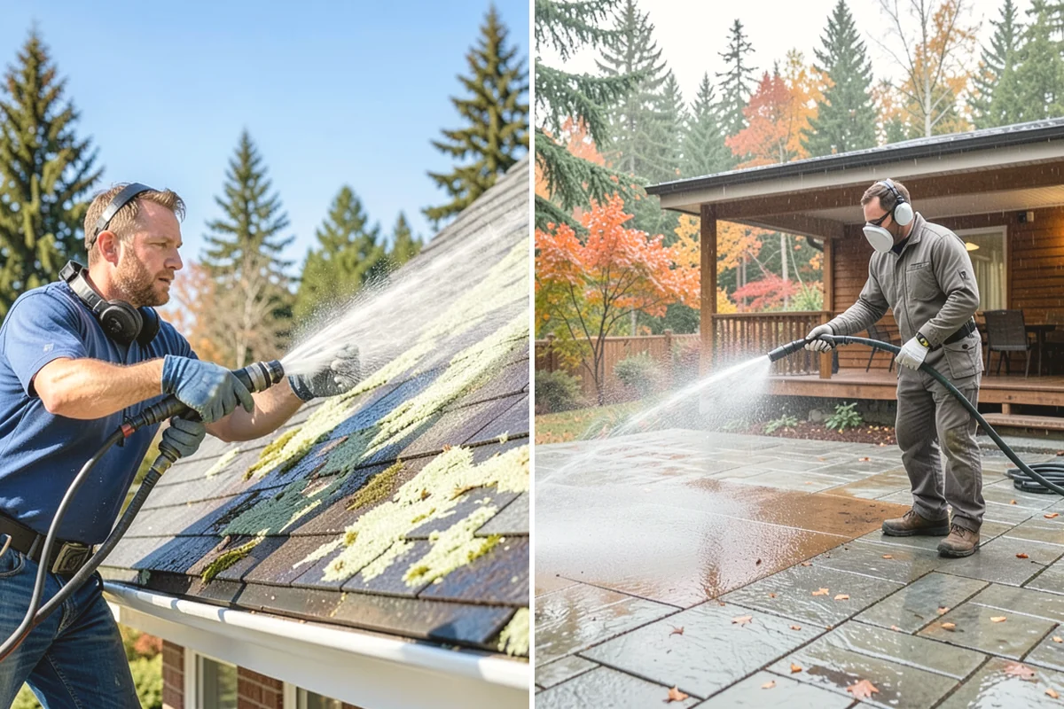 Picture Window Cleaning in Mountlake Terrace, Snohomish County, WA - Rinse the large pane to remove loose grime