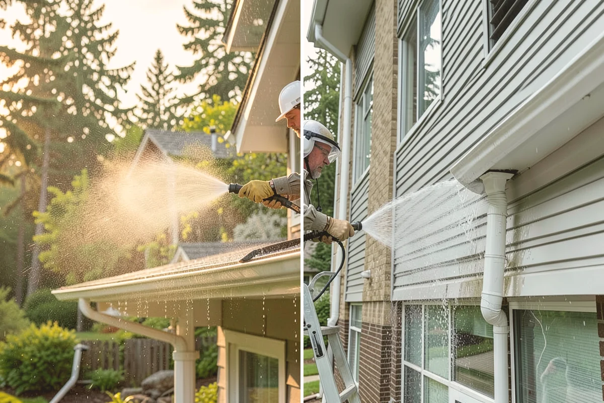 Picture Window Cleaning in Newcastle, King County, WA - Rinse the large pane to remove loose grime