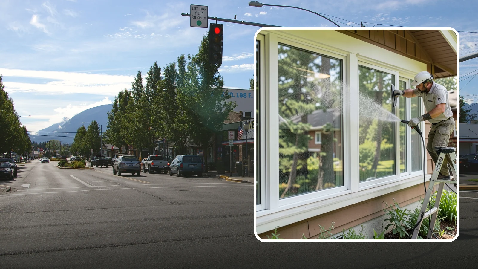Picture Window Cleaning in North Bend, King County, WA - Cleaning of large picture windows so the wide, unobstructed view stays crystal clear year-round.