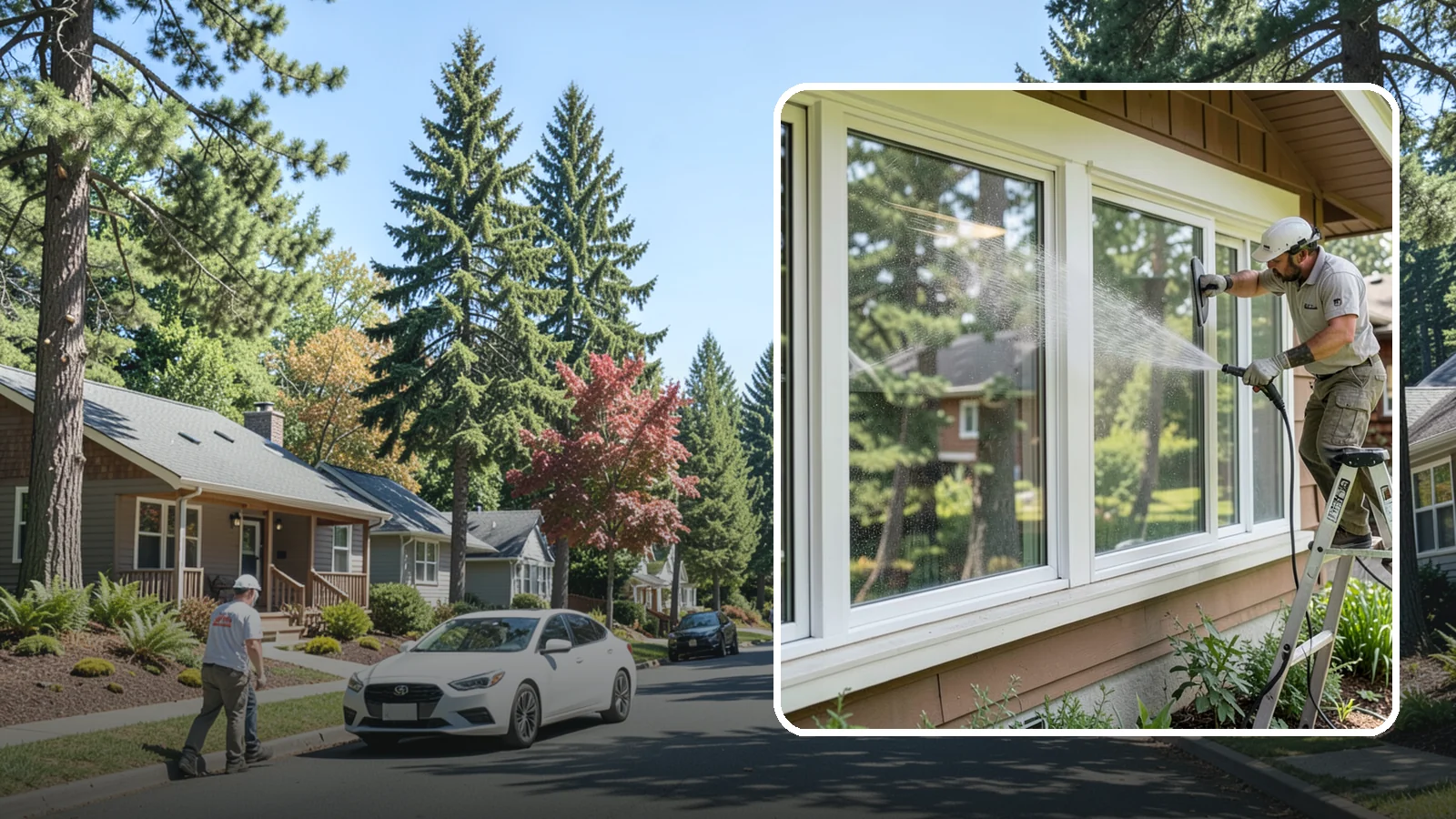 Picture Window Cleaning in Orting, Pierce County, WA - Cleaning of large picture windows so the wide, unobstructed view stays crystal clear year-round.