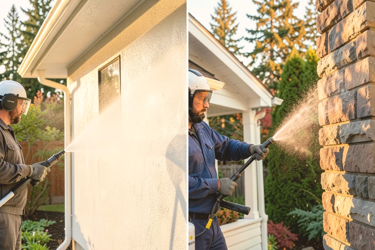 Picture Window Cleaning in Orting, Pierce County, WA - Rinse the large pane to remove loose grime