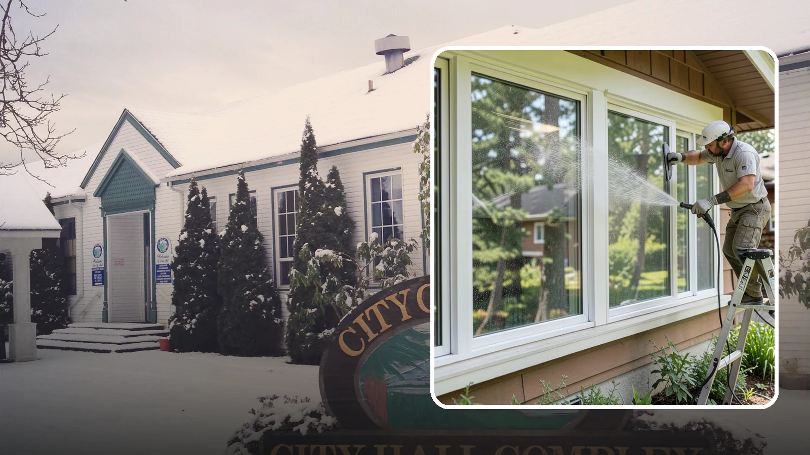 Picture Window Cleaning in Pacific, King County, WA - Cleaning of large picture windows so the wide, unobstructed view stays crystal clear year-round.