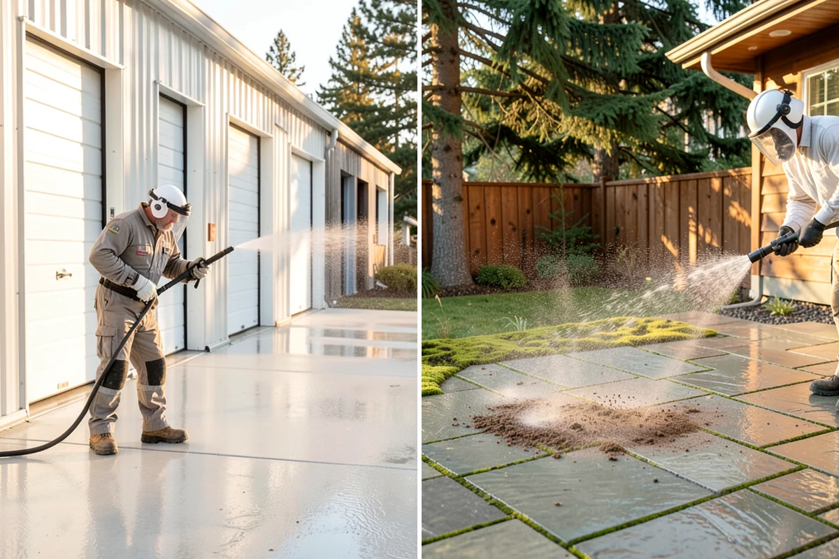 Picture Window Cleaning in Pacific, King County, WA - Rinse the large pane to remove loose grime
