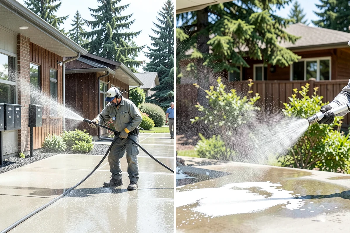 Picture Window Cleaning in Puyallup, Pierce County, WA - Rinse the large pane to remove loose grime