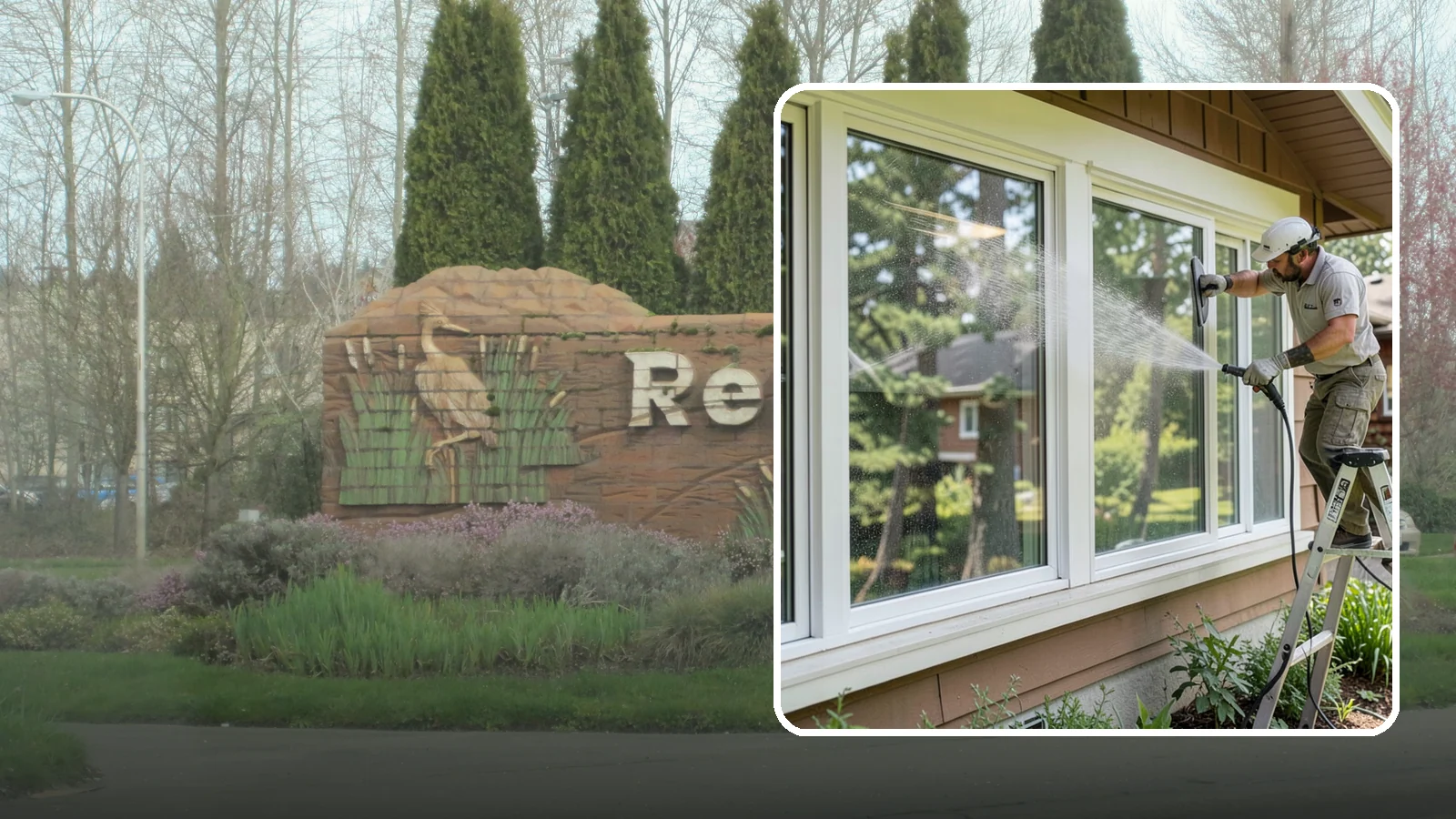 Picture Window Cleaning in Renton, King County, WA - Cleaning of large picture windows so the wide, unobstructed view stays crystal clear year-round.