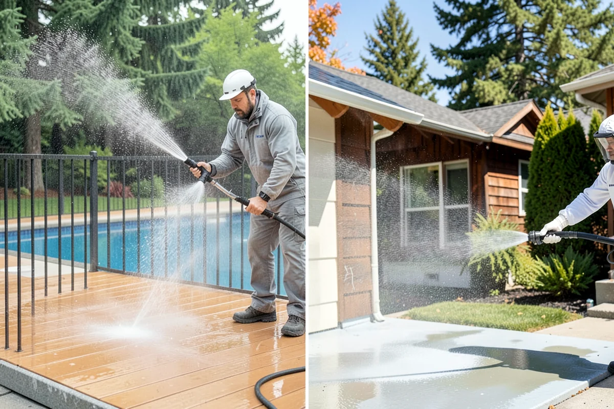 Picture Window Cleaning in SeaTac, King County, WA - Rinse the large pane to remove loose grime