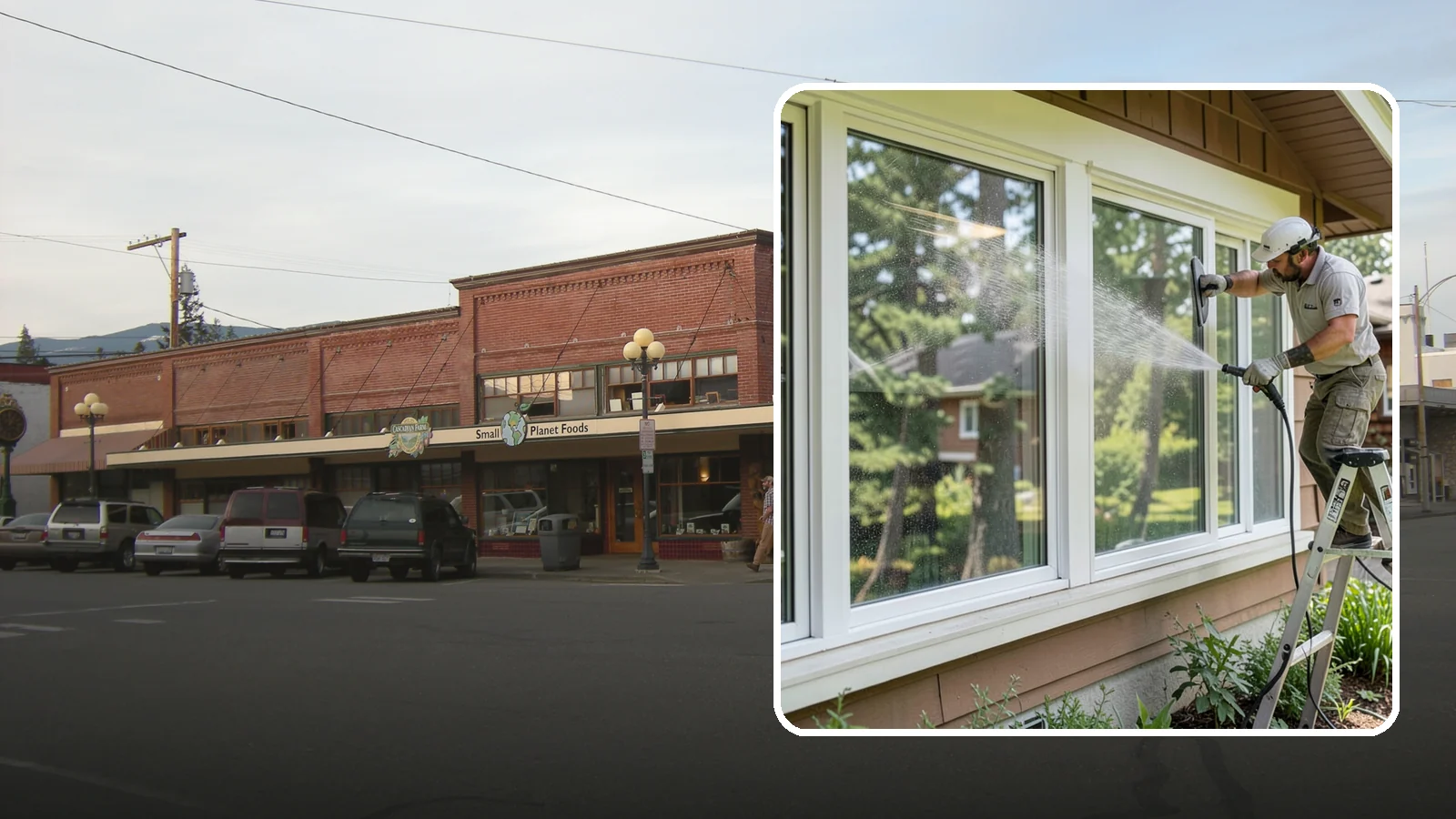 Picture Window Cleaning in Sedro-Woolley, Skagit County, WA - Cleaning of large picture windows so the wide, unobstructed view stays crystal clear year-round.