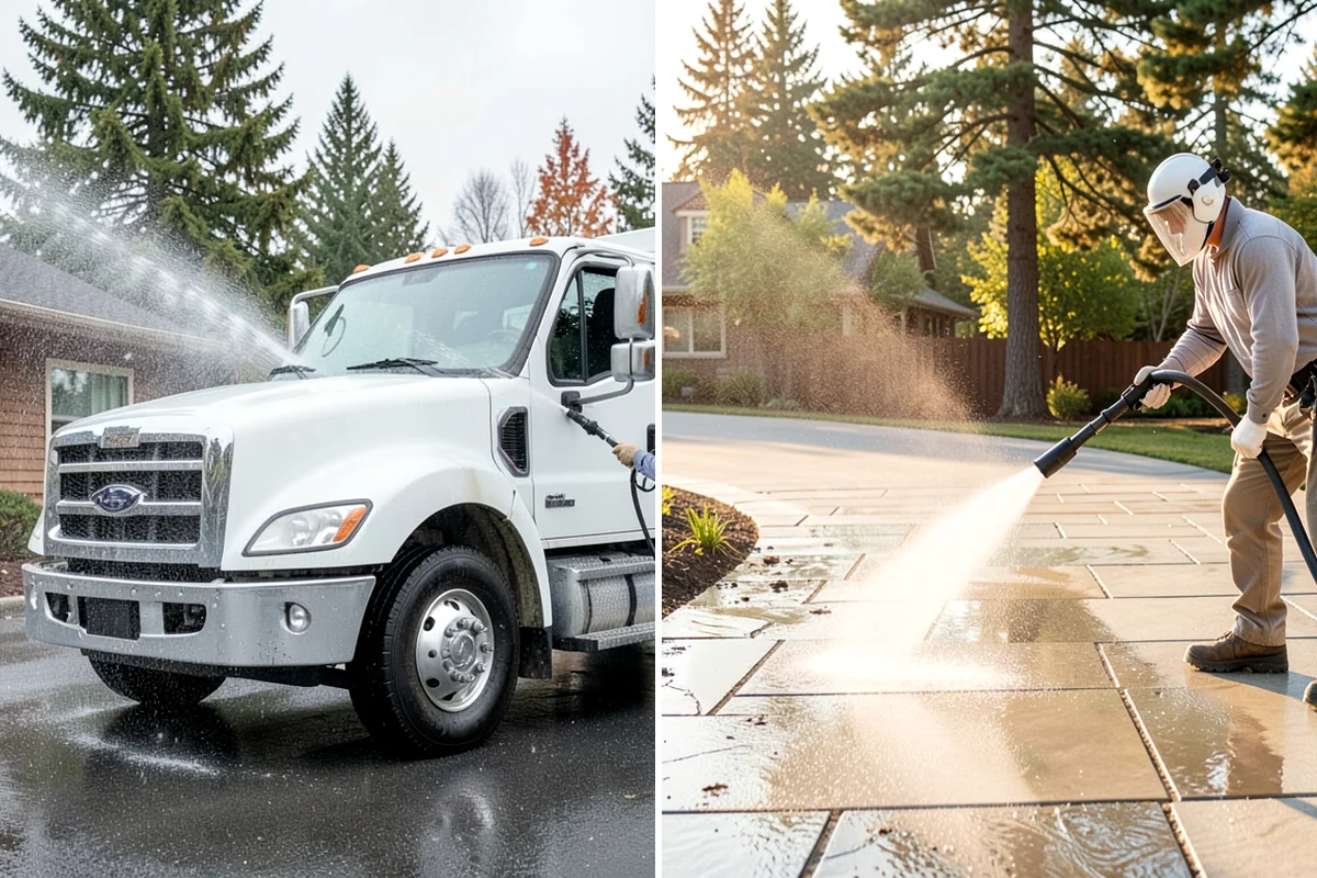 Picture Window Cleaning in Shoreline, King County, WA - Rinse the large pane to remove loose grime