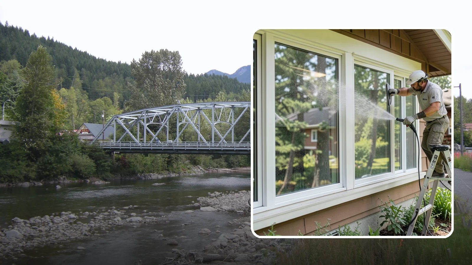 Picture Window Cleaning in Skykomish, King County, WA - Cleaning of large picture windows so the wide, unobstructed view stays crystal clear year-round.