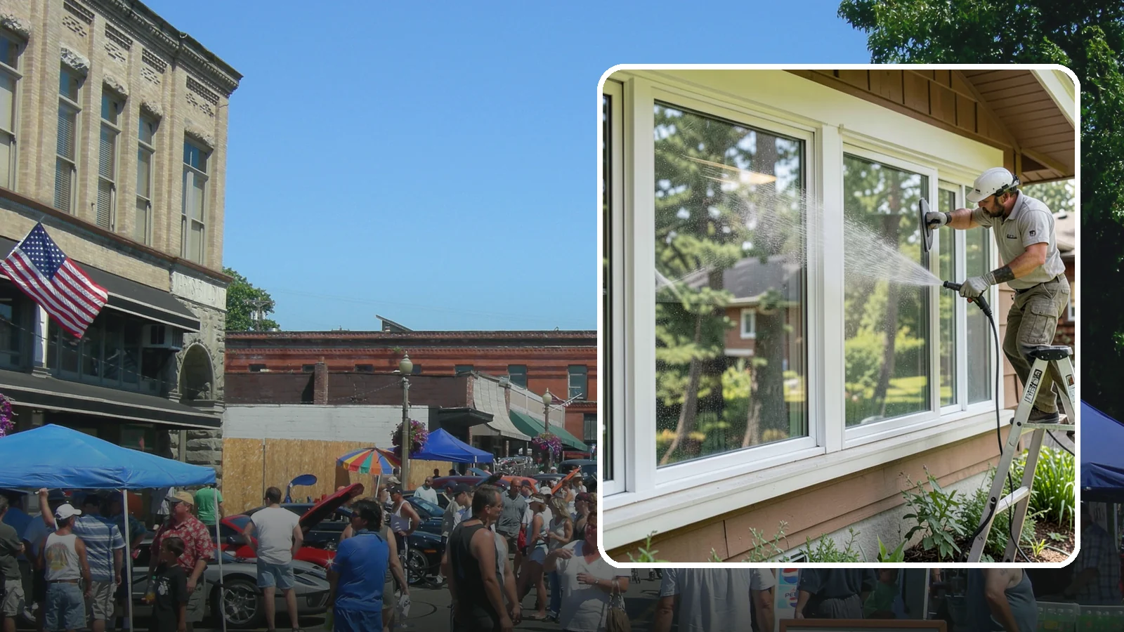 Picture Window Cleaning in Snohomish, Snohomish County, WA - Cleaning of large picture windows so the wide, unobstructed view stays crystal clear year-round.