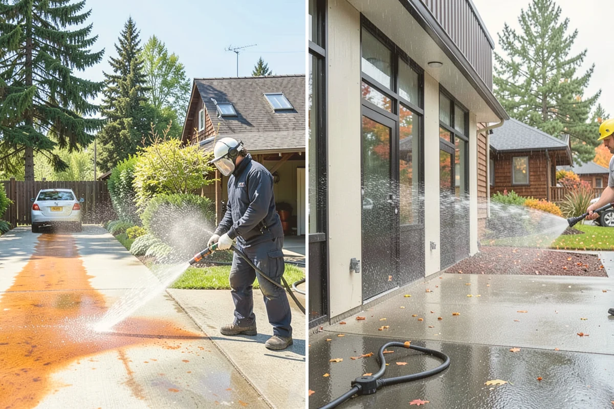 Picture Window Cleaning in Snohomish, Snohomish County, WA - Rinse the large pane to remove loose grime