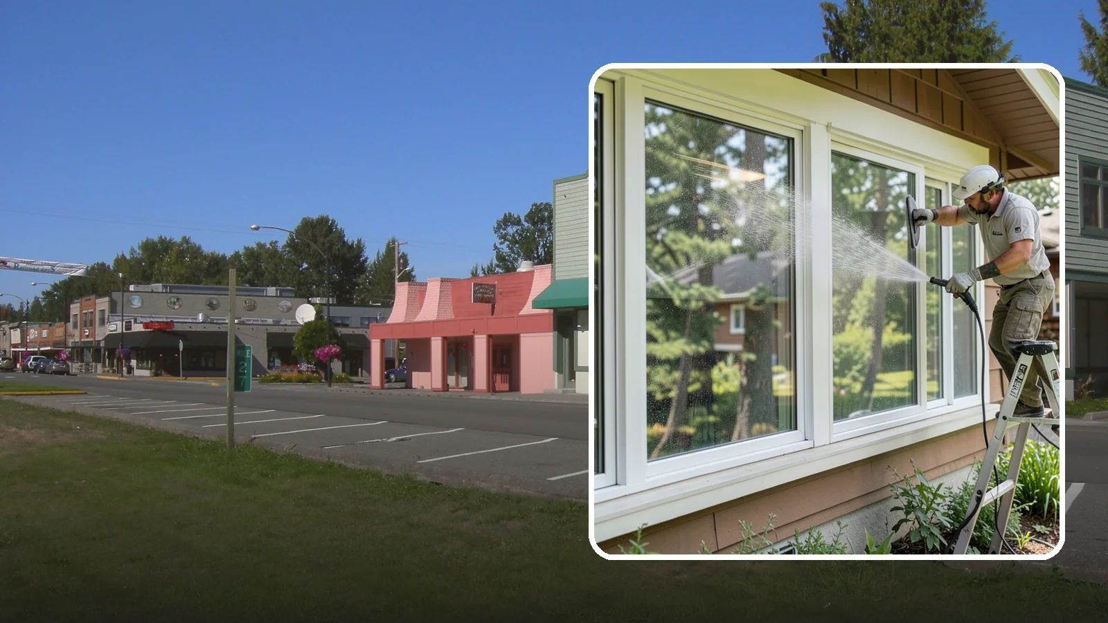 Picture Window Cleaning in Snoqualmie, King County, WA - Cleaning of large picture windows so the wide, unobstructed view stays crystal clear year-round.