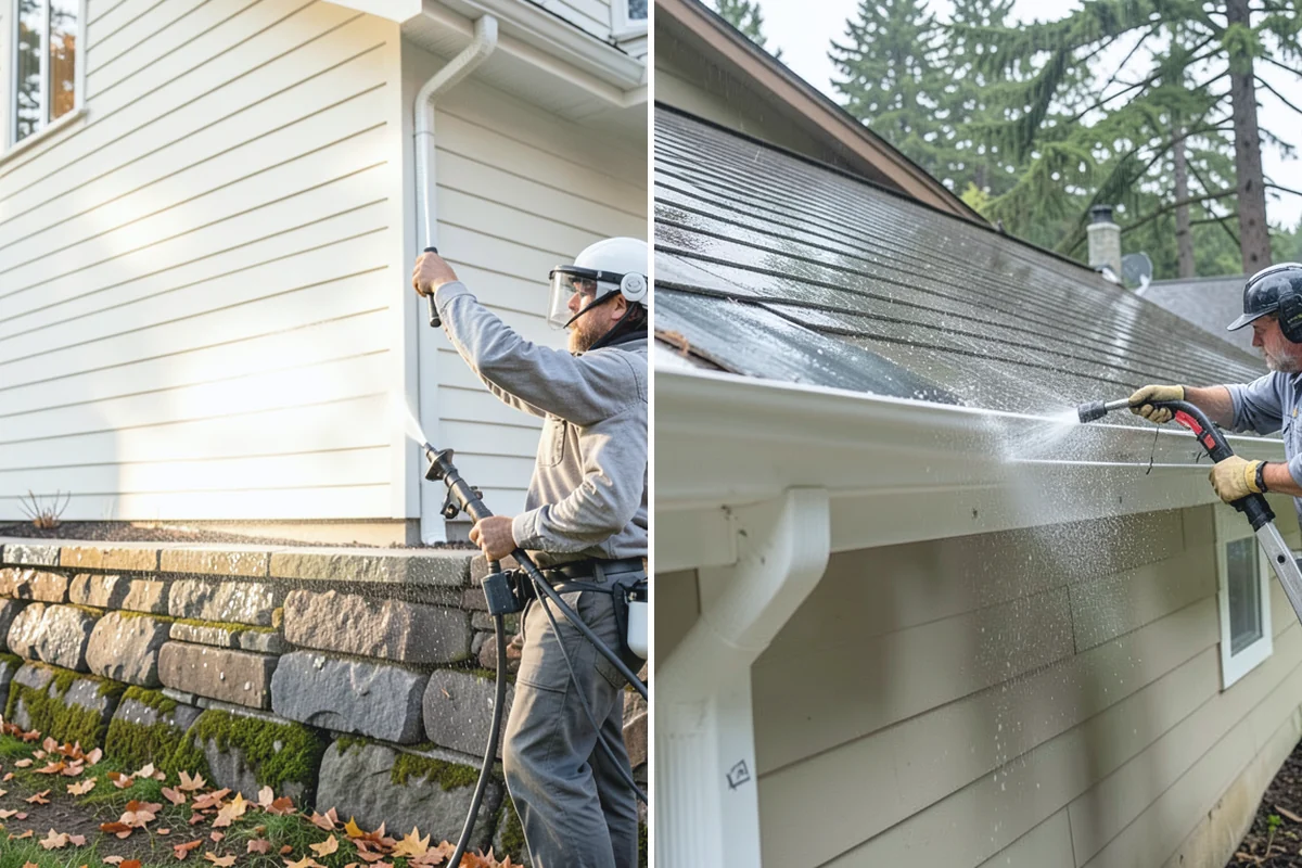 Picture Window Cleaning in South Prairie, Pierce County, WA - Rinse the large pane to remove loose grime