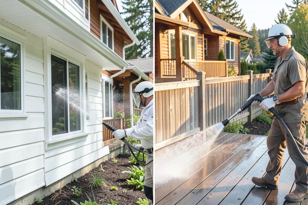 Picture Window Cleaning in Sumner, Pierce County, WA - Rinse the large pane to remove loose grime