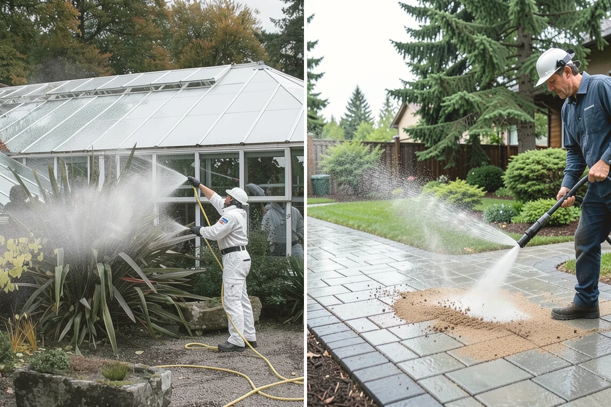 Picture Window Cleaning in University Place, Pierce County, WA - Rinse the large pane to remove loose grime