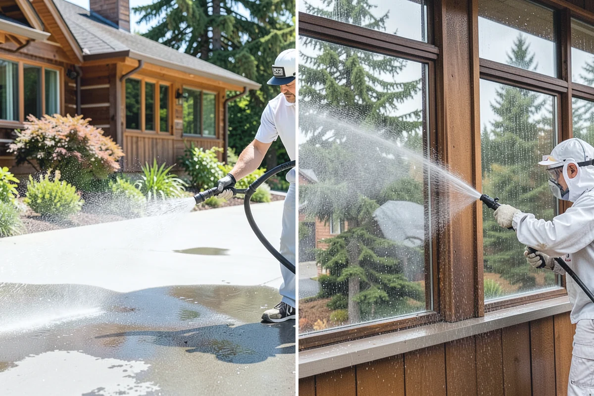 Picture Window Cleaning in Wilkeson, Pierce County, WA - Rinse the large pane to remove loose grime