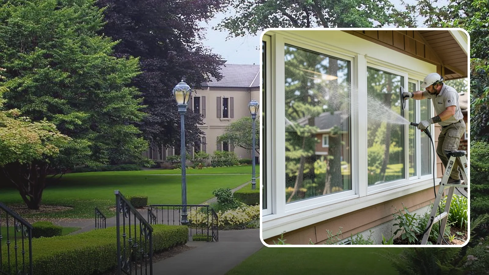 Picture Window Cleaning in Woodinville, King County, WA - Cleaning of large picture windows so the wide, unobstructed view stays crystal clear year-round.