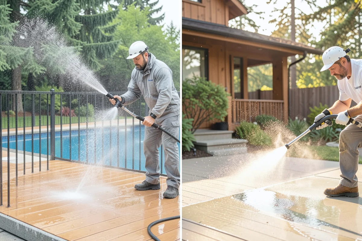 Picture Window Cleaning in Woodinville, King County, WA - Rinse the large pane to remove loose grime