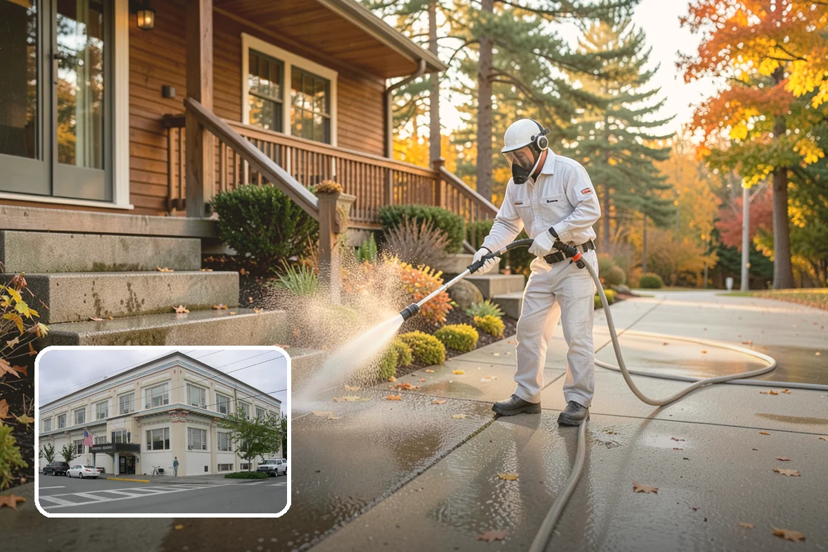 Planter Cleaning in Anacortes, Skagit County, WA - Removes green moss and algae from shaded planter bases