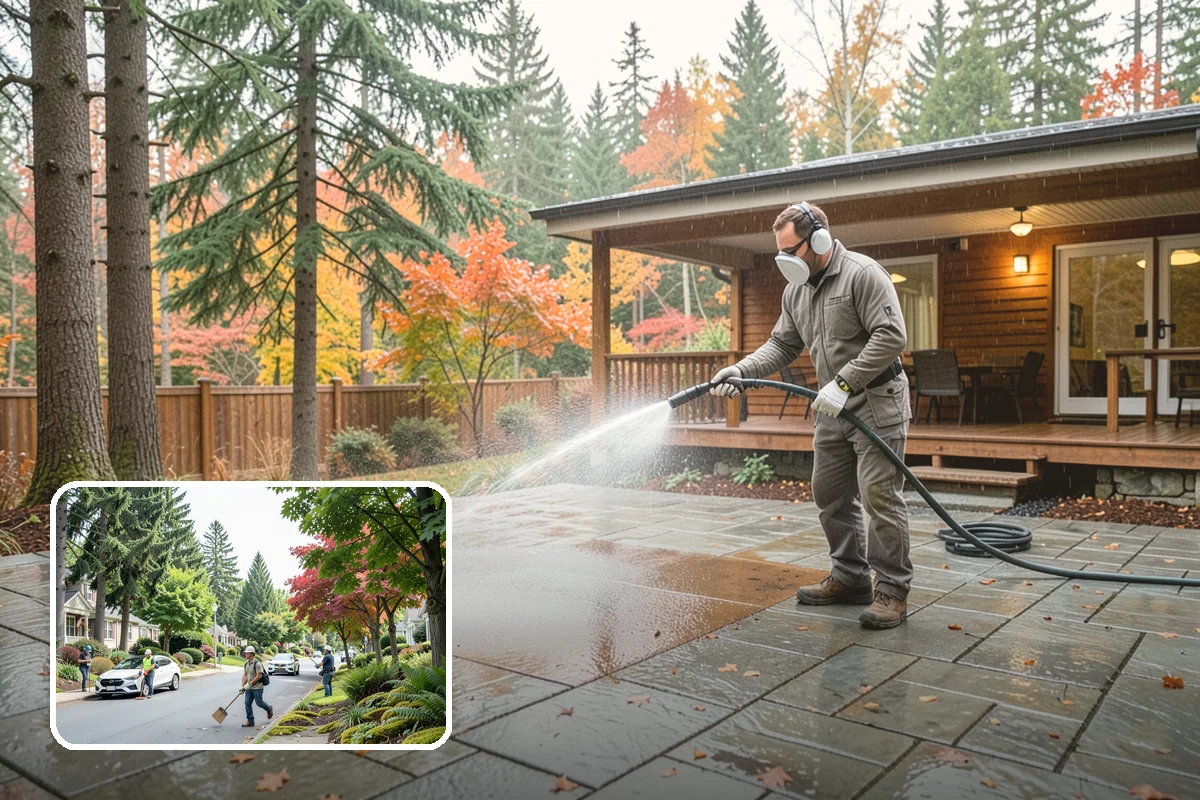Planter Cleaning in Beaux Arts Village, King County, WA - Removes green moss and algae from shaded planter bases