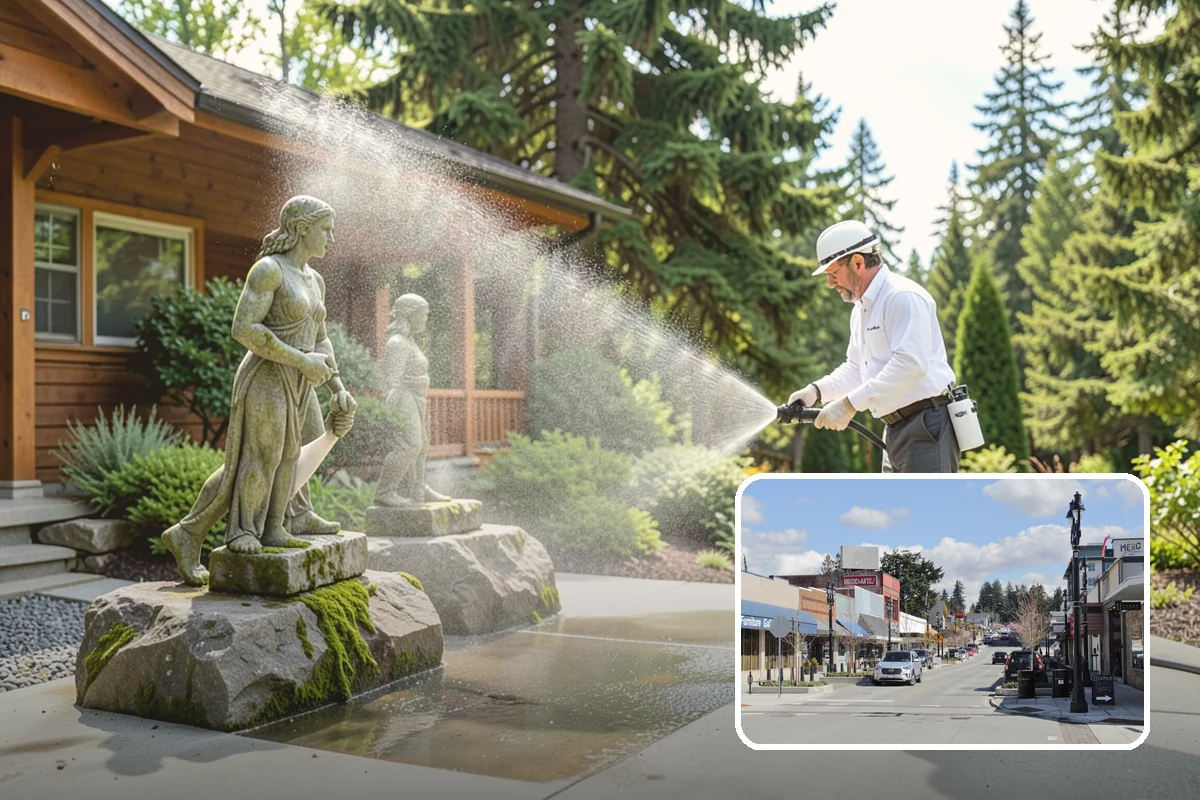 Planter Cleaning in Bothell, King County, WA - Removes green moss and algae from shaded planter bases