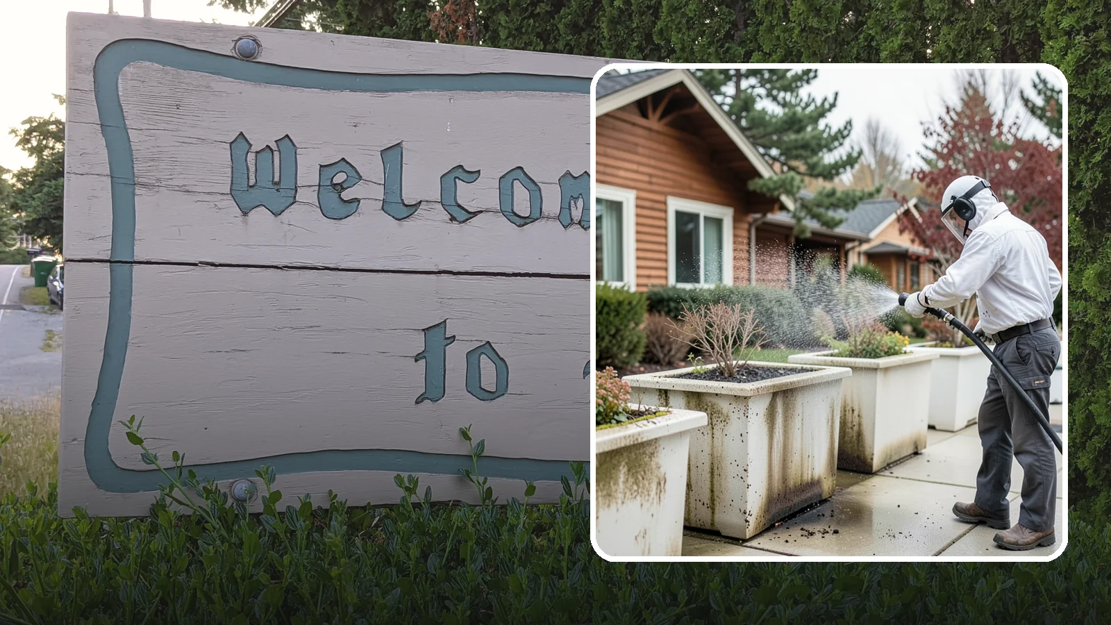 Planter Cleaning in Brier, Snohomish County, WA - We wash exterior planters and pots to remove the moss film, mineral crust, and soil staining that gather on their sides.