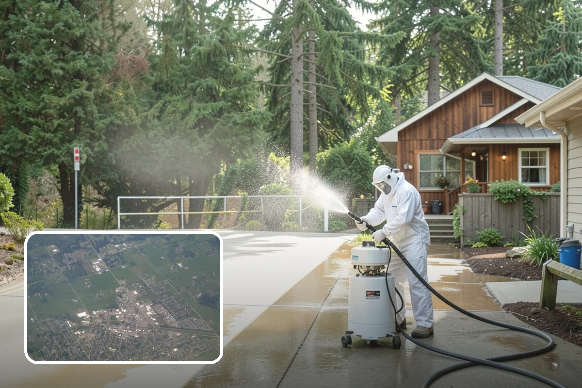 Planter Cleaning in Enumclaw, King County, WA - Removes green moss and algae from shaded planter bases