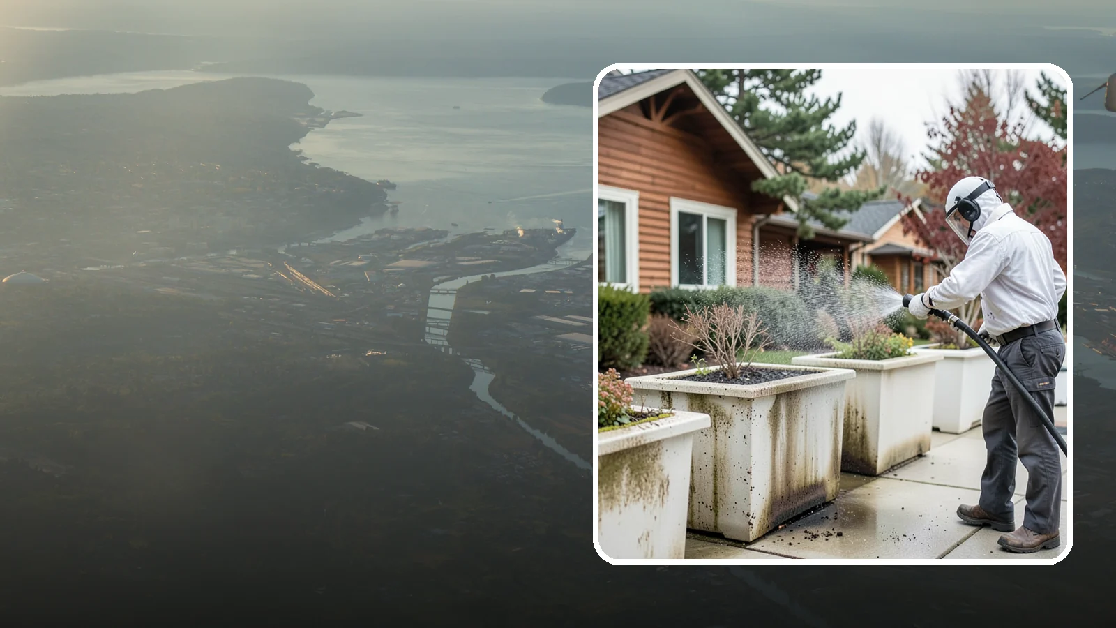 Planter Cleaning in Fife, Pierce County, WA - We wash exterior planters and pots to remove the moss film, mineral crust, and soil staining that gather on their sides.