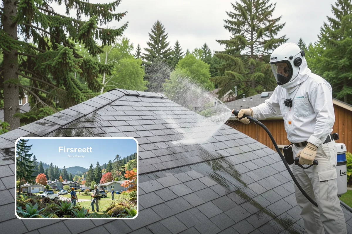 Planter Cleaning in Fircrest, Pierce County, WA - Removes green moss and algae from shaded planter bases