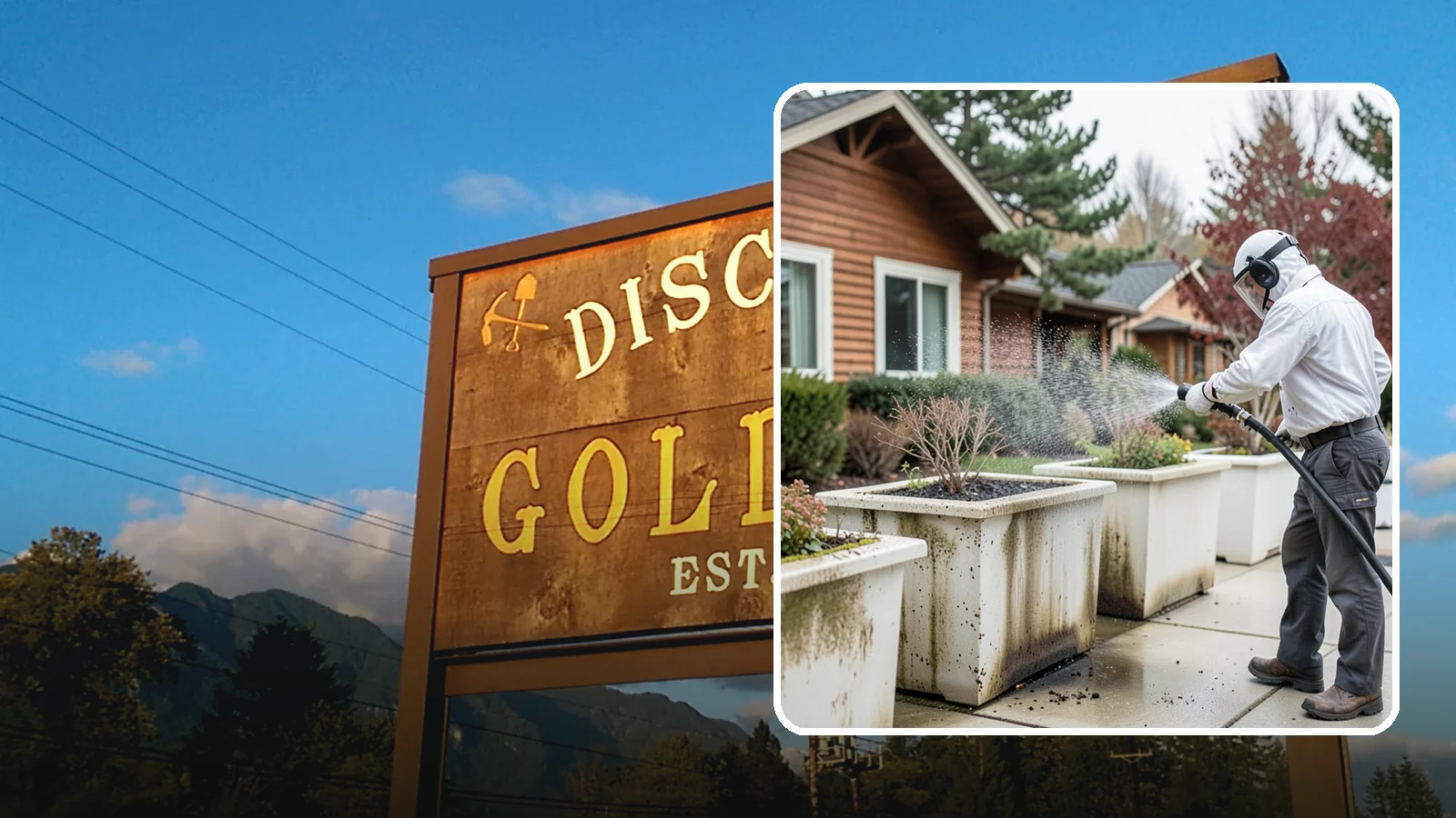 Planter Cleaning in Gold Bar, Snohomish County, WA - We wash exterior planters and pots to remove the moss film, mineral crust, and soil staining that gather on their sides.