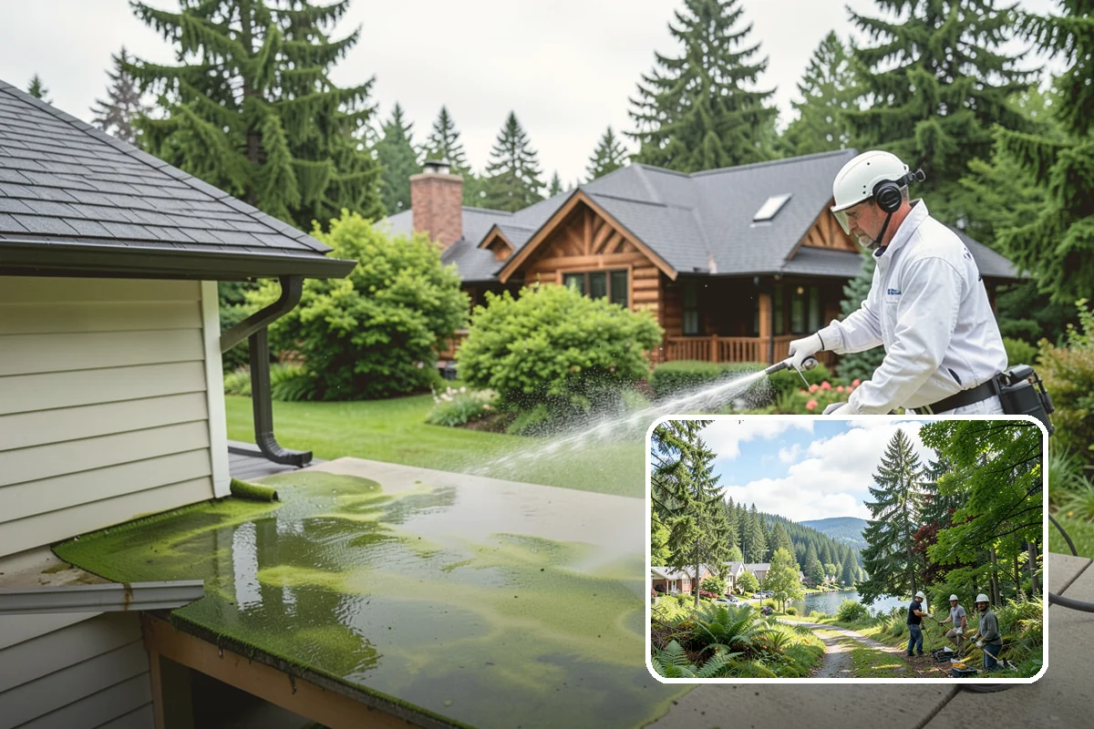 Planter Cleaning in Lake Forest Park, King County, WA - Removes green moss and algae from shaded planter bases