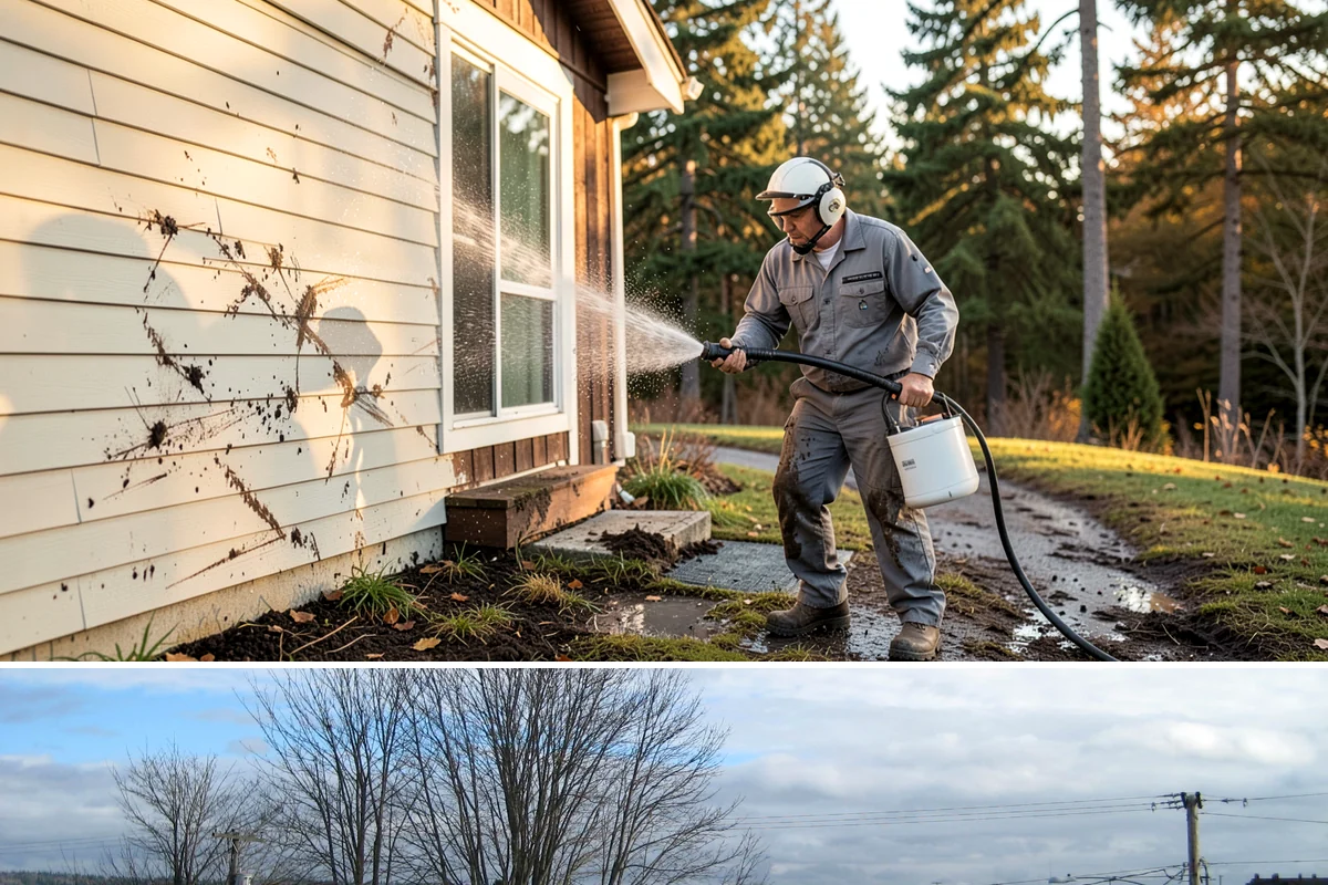 Planter Cleaning in Langley, Island County, WA - Spring cleaning readies planters for the growing season and clears the moss that accumulated over the wet winter.