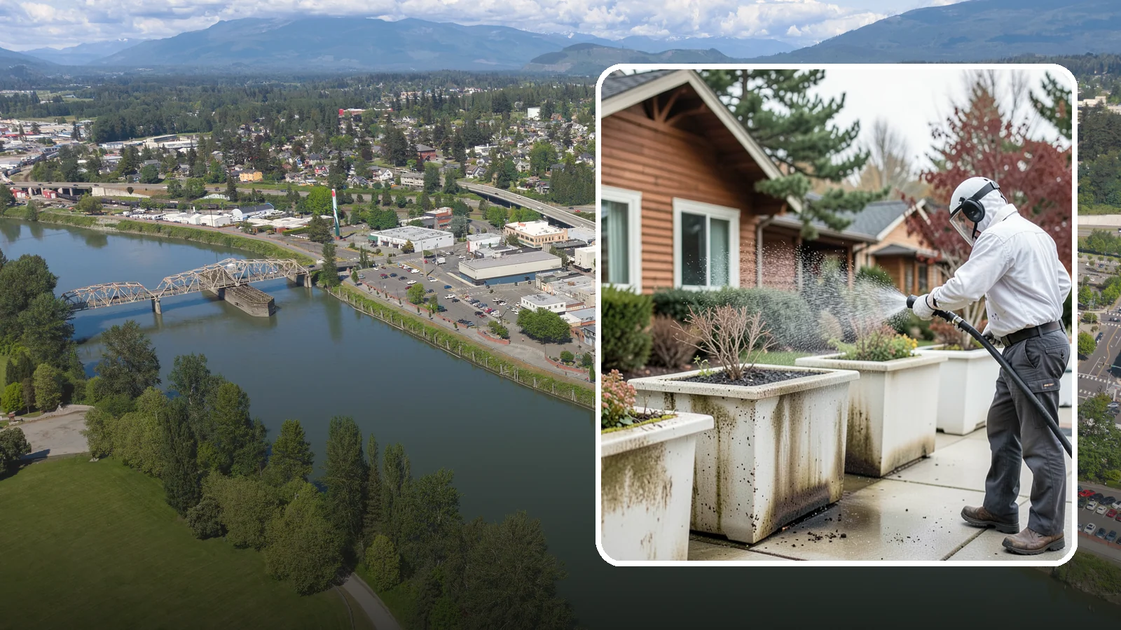 Planter Cleaning in Mount Vernon, Skagit County, WA - We wash exterior planters and pots to remove the moss film, mineral crust, and soil staining that gather on their sides.