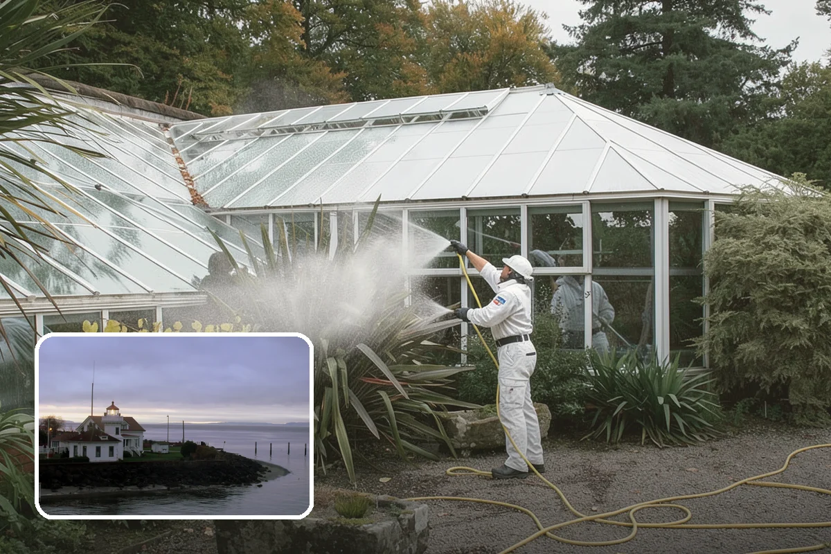 Planter Cleaning in Mukilteo, Snohomish County, WA - Removes green moss and algae from shaded planter bases