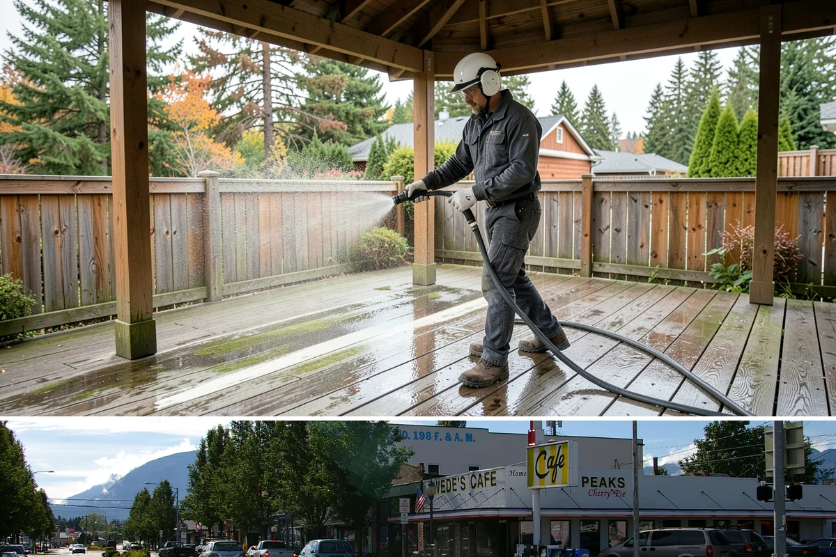 Planter Cleaning in North Bend, King County, WA - Spring cleaning readies planters for the growing season and clears the moss that accumulated over the wet winter.