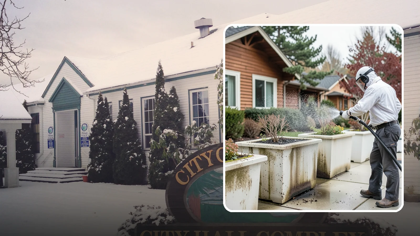 Planter Cleaning in Pacific, King County, WA - We wash exterior planters and pots to remove the moss film, mineral crust, and soil staining that gather on their sides.