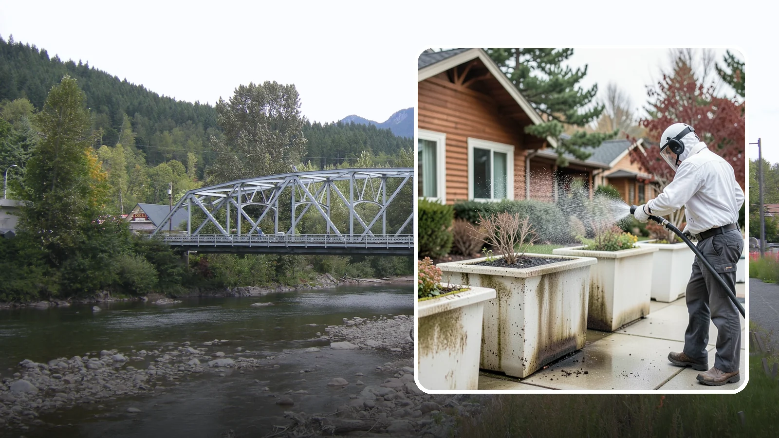 Planter Cleaning in Skykomish, King County, WA - We wash exterior planters and pots to remove the moss film, mineral crust, and soil staining that gather on their sides.