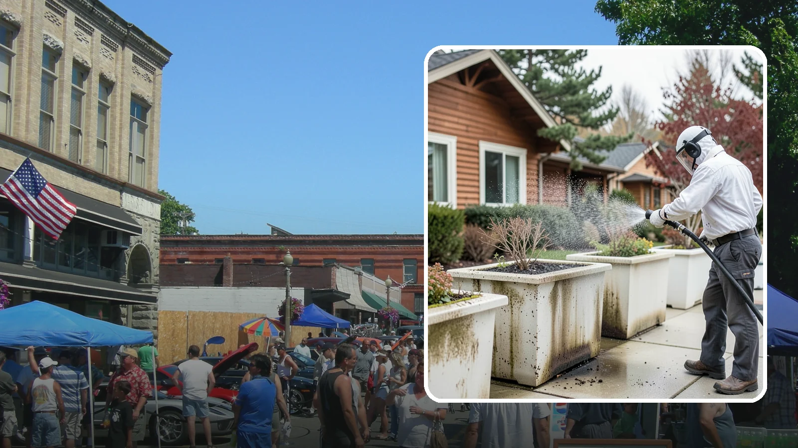 Planter Cleaning in Snohomish, Snohomish County, WA - We wash exterior planters and pots to remove the moss film, mineral crust, and soil staining that gather on their sides.