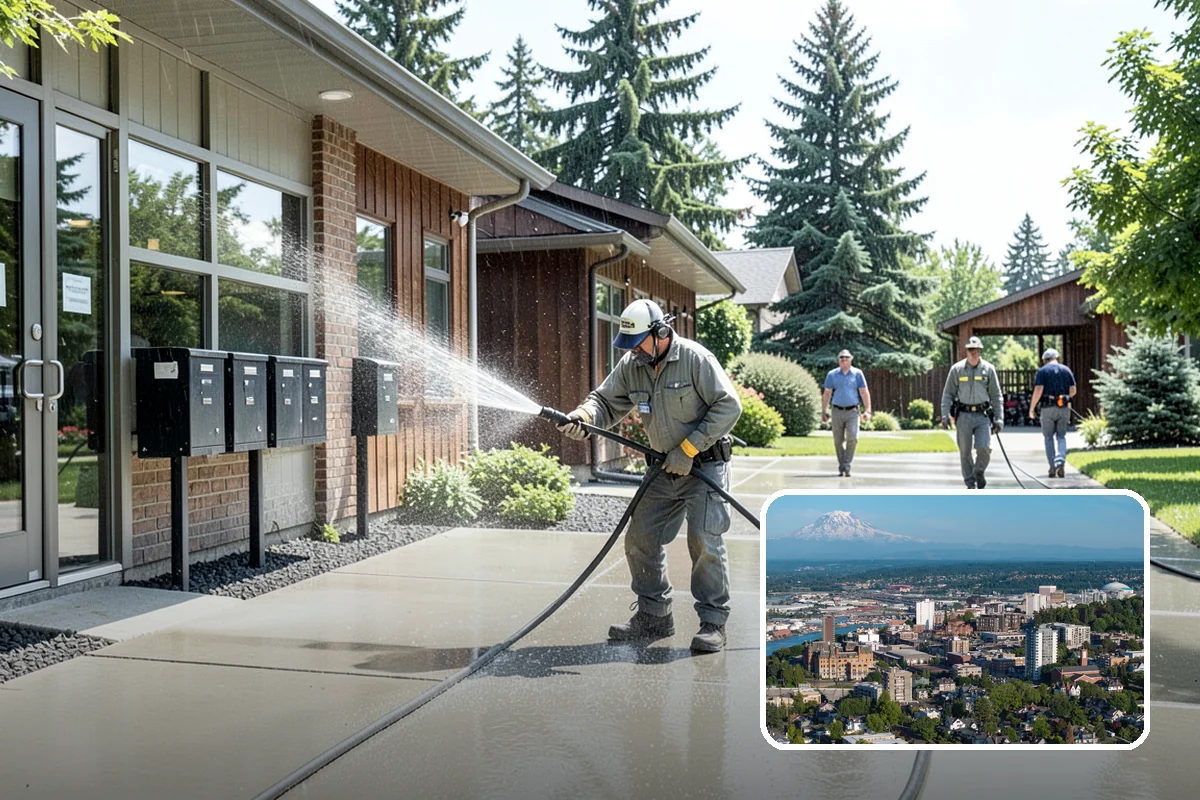 Planter Cleaning in Tacoma, Pierce County, WA - Removes green moss and algae from shaded planter bases