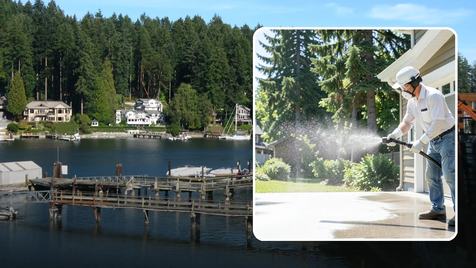 Plastic Cleaning in Gig Harbor, Pierce County, WA - Cleaning of exterior plastic and vinyl fixtures, furniture, and trim that removes grime, mold, and chalking gently.
