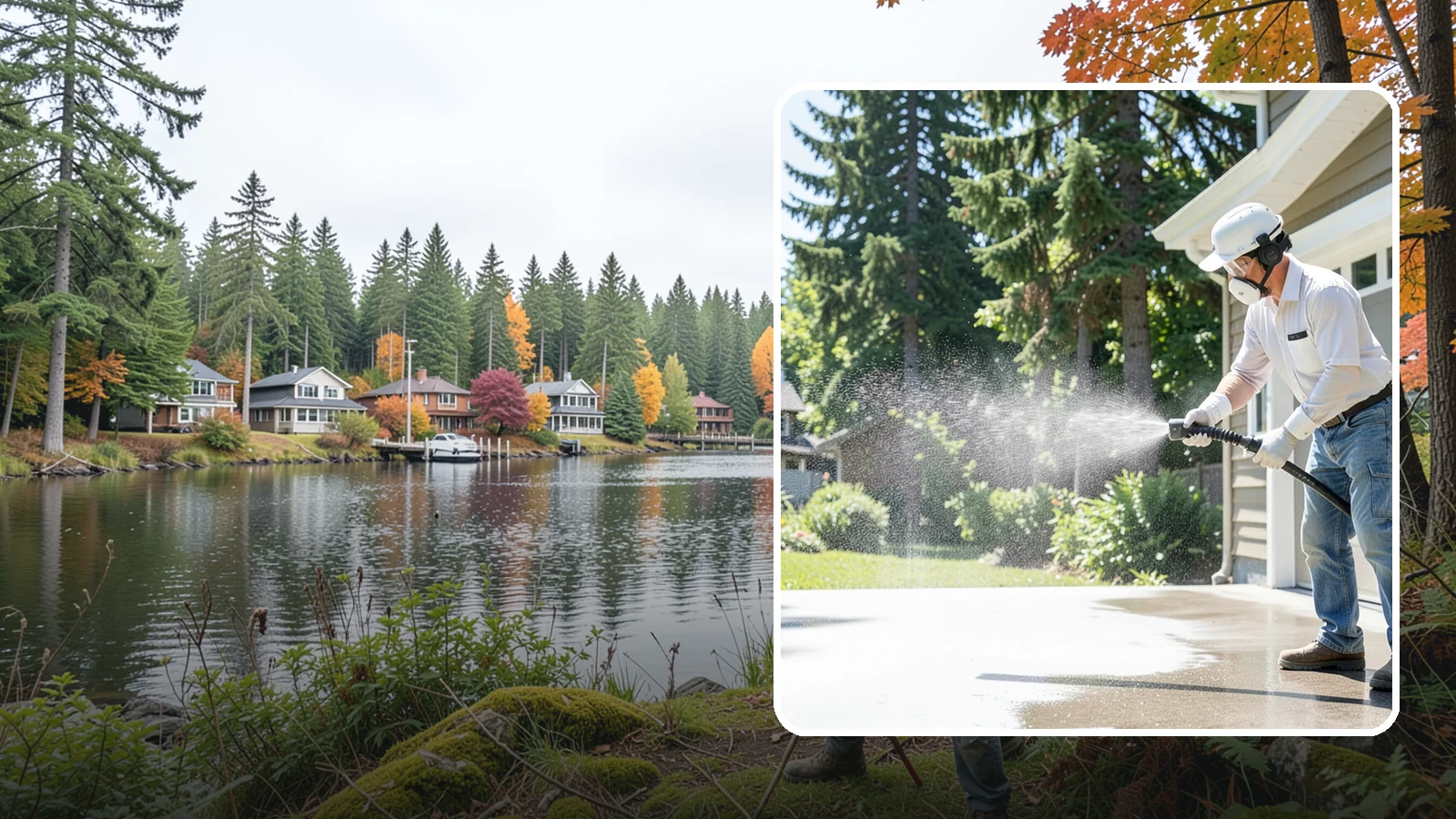 Plastic Cleaning in La Conner, Skagit County, WA - Cleaning of exterior plastic and vinyl fixtures, furniture, and trim that removes grime, mold, and chalking gently.